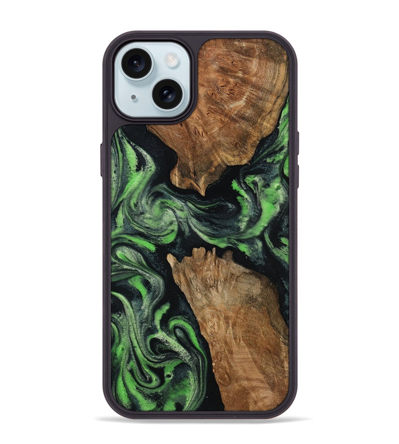iPhone 15 Plus Wood Phone Case - Andre (Green, 800815)