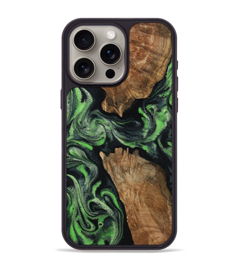iPhone 15 Pro Max Wood Phone Case - Andre (Green, 800815)
