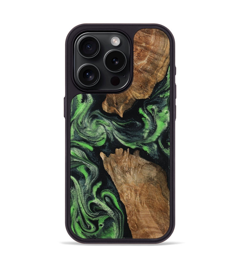 iPhone 15 Pro Wood Phone Case - Andre (Green, 800815)