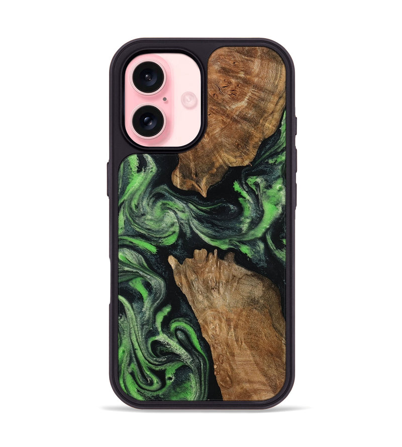 iPhone 16 Wood Phone Case - Andre (Green, 800815)