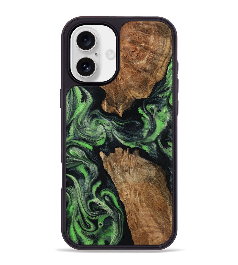 iPhone 16 Plus Wood Phone Case - Andre (Green, 800815)