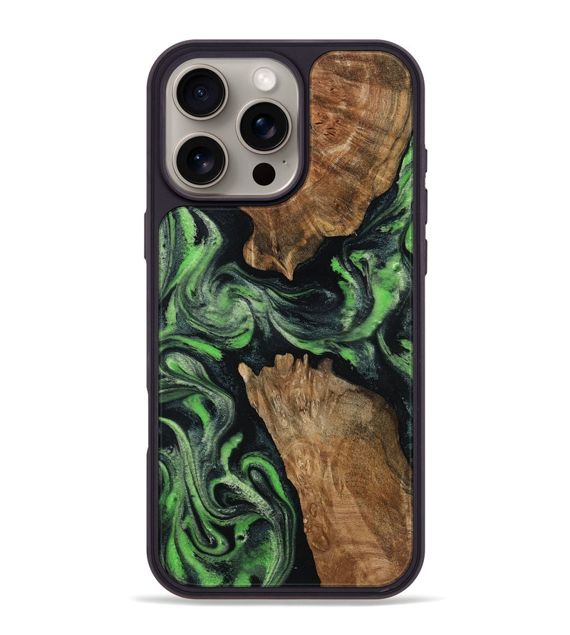 iPhone 16 Pro Max Wood Phone Case - Andre (Green, 800815)
