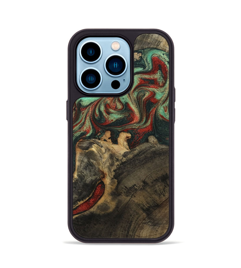 iPhone 14 Pro Wood Phone Case - Daron (Green, 800816)