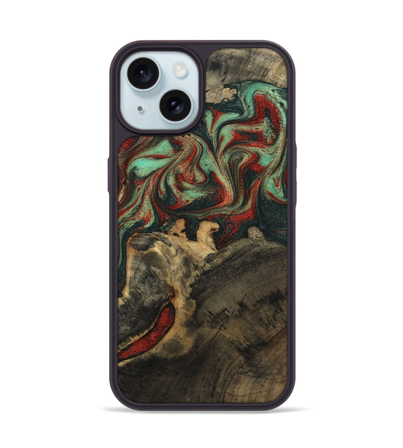 iPhone 15 Wood Phone Case - Daron (Green, 800816)