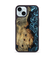 iPhone 15 Wood Phone Case - Daryl (Blue, 800825)
