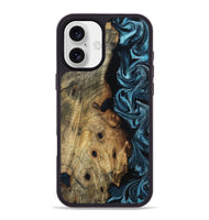 iPhone 16 Plus Wood Phone Case - Daryl (Blue, 800825)
