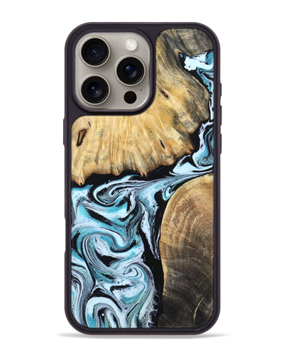 iPhone 16 Pro Max Wood Phone Case - Rick (Blue, 800826)