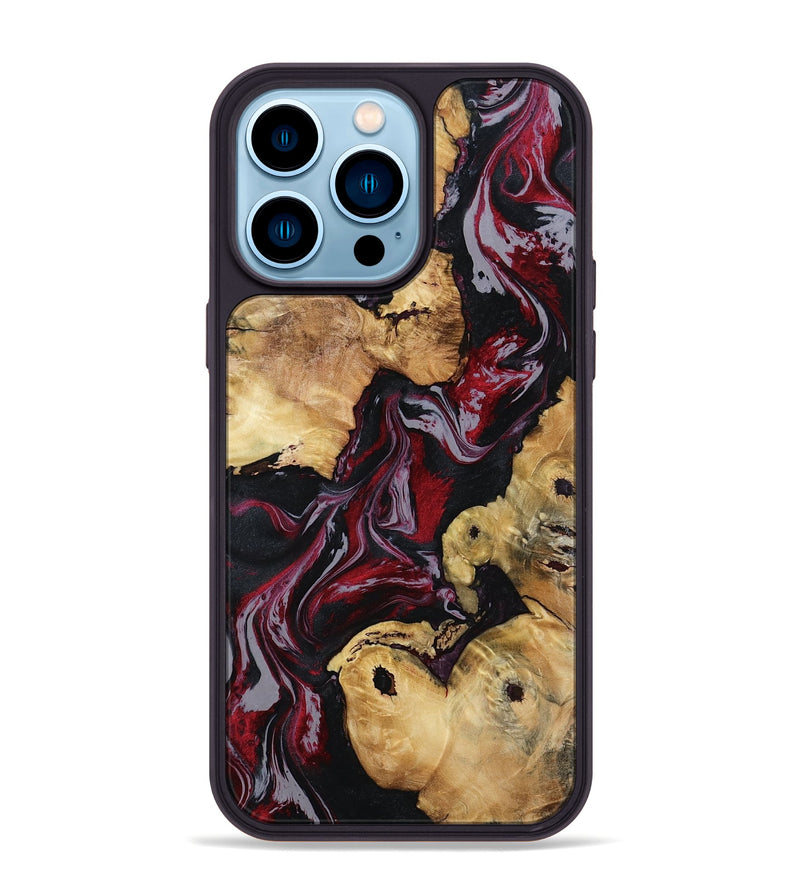 iPhone 14 Pro Max Wood Phone Case - Arline (Red, 800998)