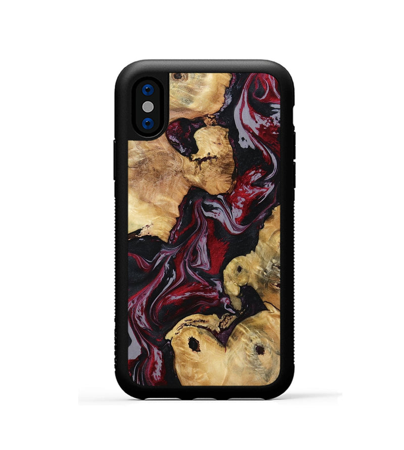 iPhone Xs Wood Phone Case - Arline (Red, 800998)