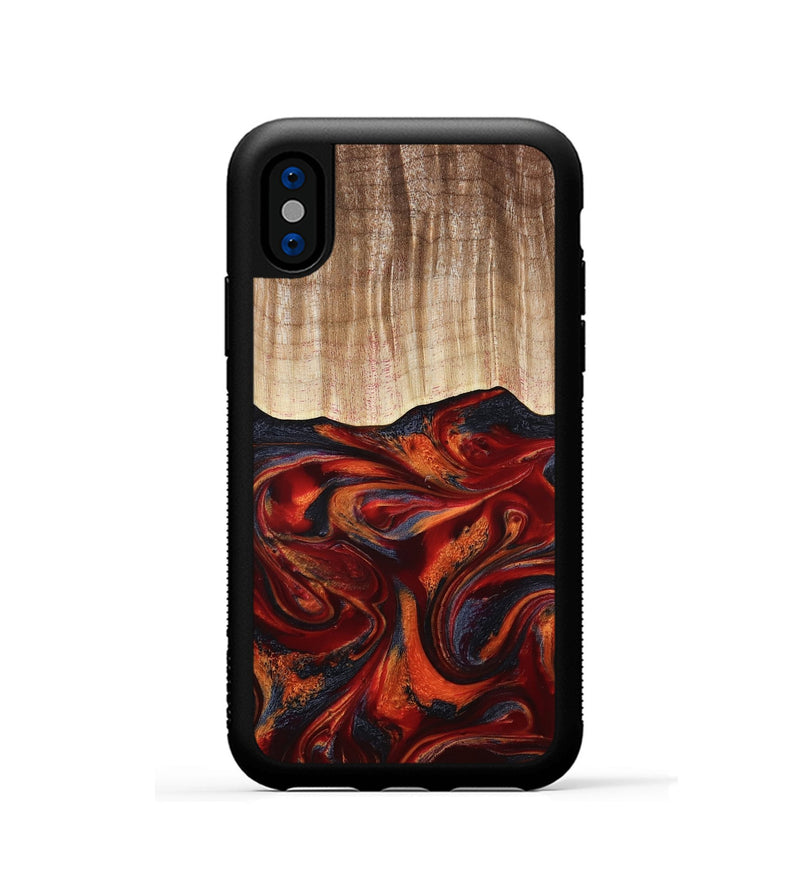 iPhone Xs Wood Phone Case - Pinkie (Red, 801000)