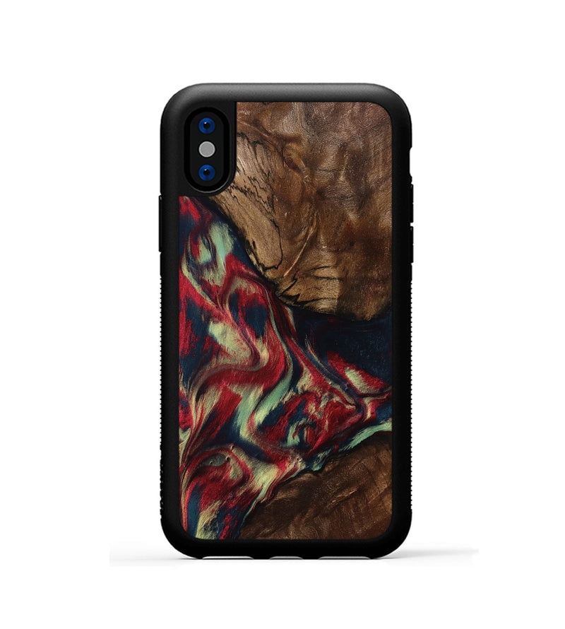 iPhone Xs Wood Phone Case - Madisyn (Red, 801001)