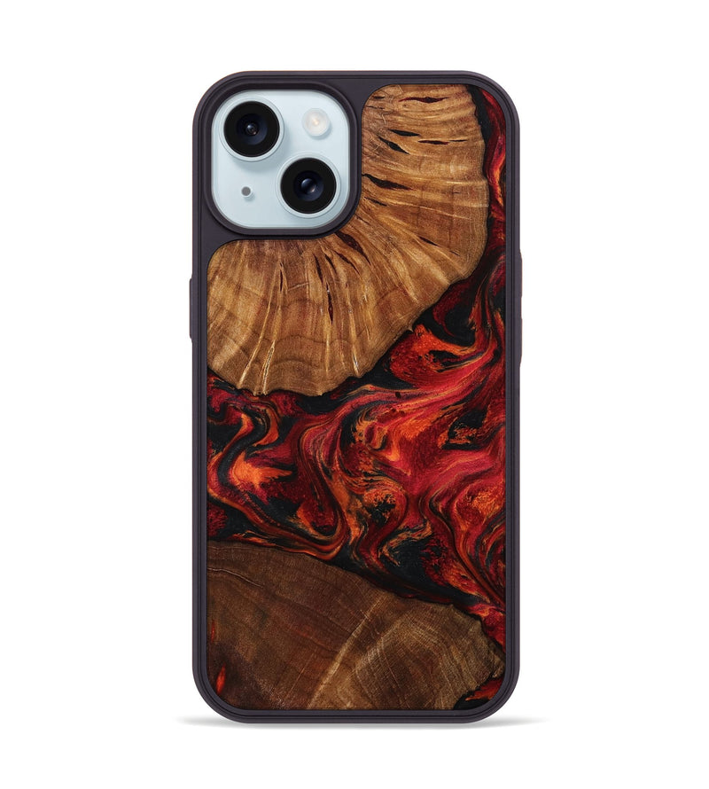 iPhone 15 Wood Phone Case - Jeff (Red, 801002)
