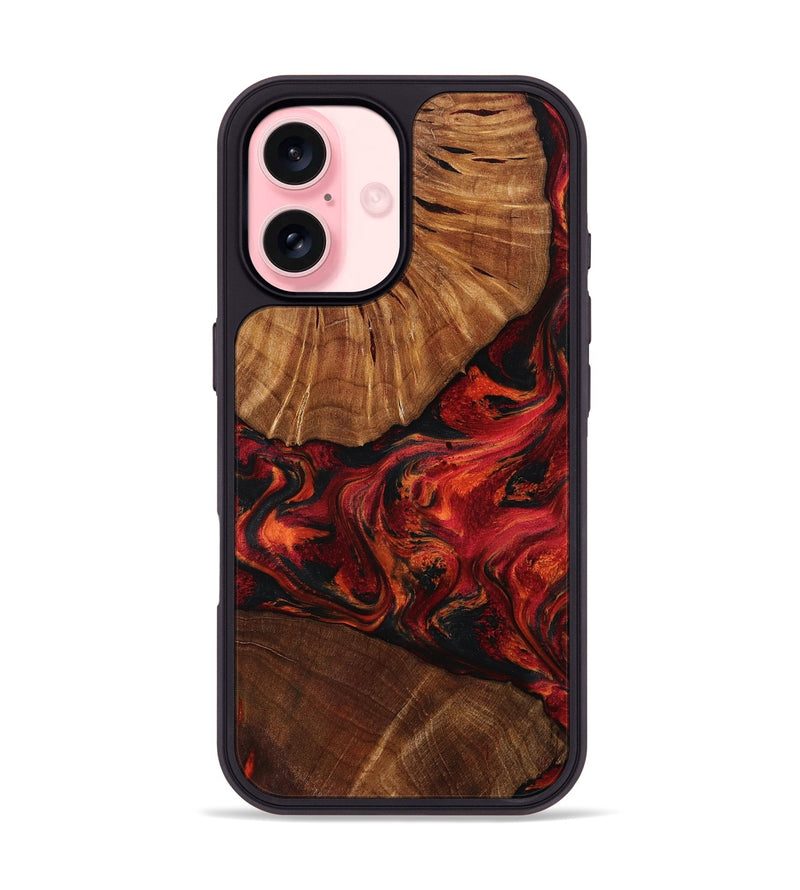 iPhone 16 Wood Phone Case - Jeff (Red, 801002)