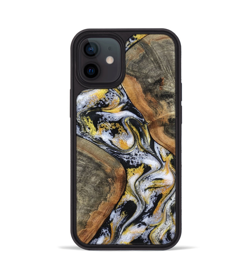 iPhone 12 Wood Phone Case - Tamatha (Black & White, 801003)