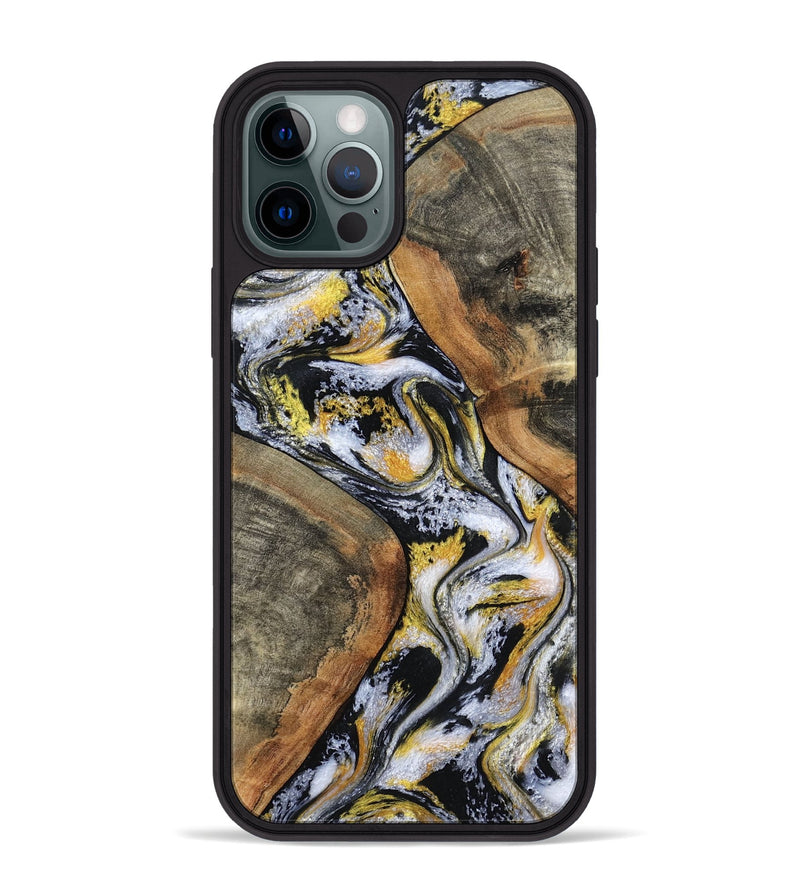 iPhone 12 Pro Max Wood Phone Case - Tamatha (Black & White, 801003)