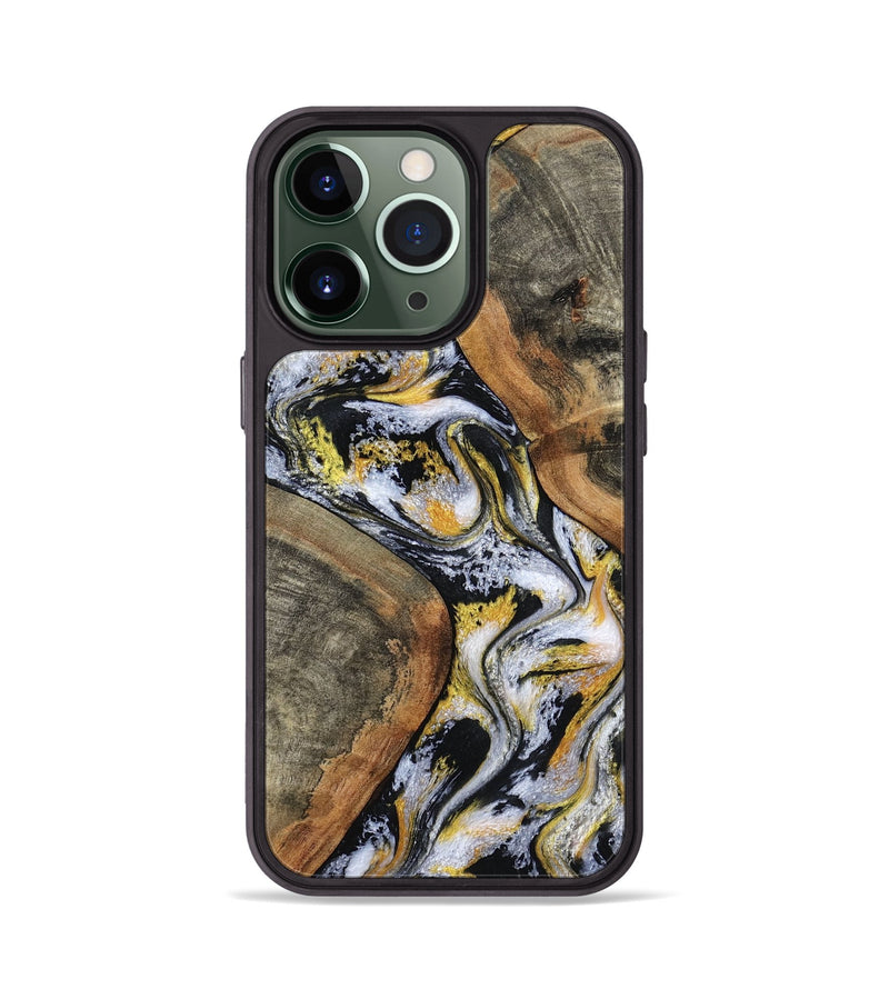 iPhone 13 Pro Wood Phone Case - Tamatha (Black & White, 801003)