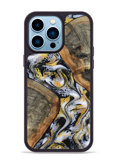 iPhone 14 Pro Max Wood Phone Case - Tamatha (Black & White, 801003)