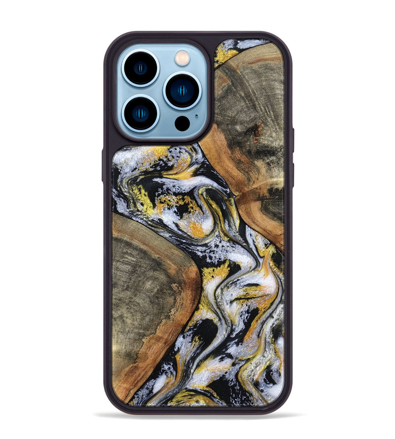 iPhone 14 Pro Max Wood Phone Case - Tamatha (Black & White, 801003)