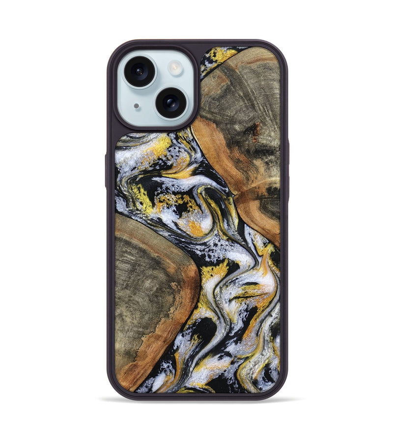 iPhone 15 Wood Phone Case - Tamatha (Black & White, 801003)