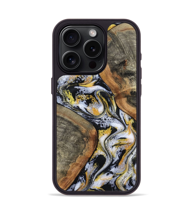 iPhone 15 Pro Wood Phone Case - Tamatha (Black & White, 801003)