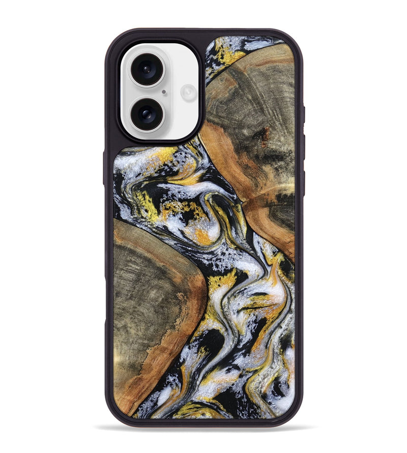 iPhone 16 Plus Wood Phone Case - Tamatha (Black & White, 801003)