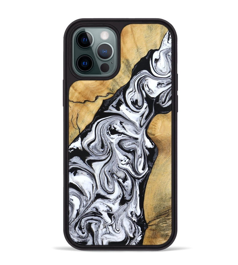 iPhone 12 Pro Max Wood Phone Case - Sydnie (Black & White, 801004)