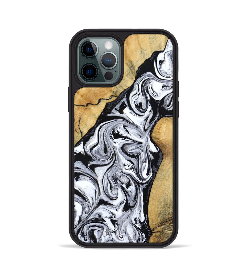 iPhone 12 Pro Wood Phone Case - Sydnie (Black & White, 801004)