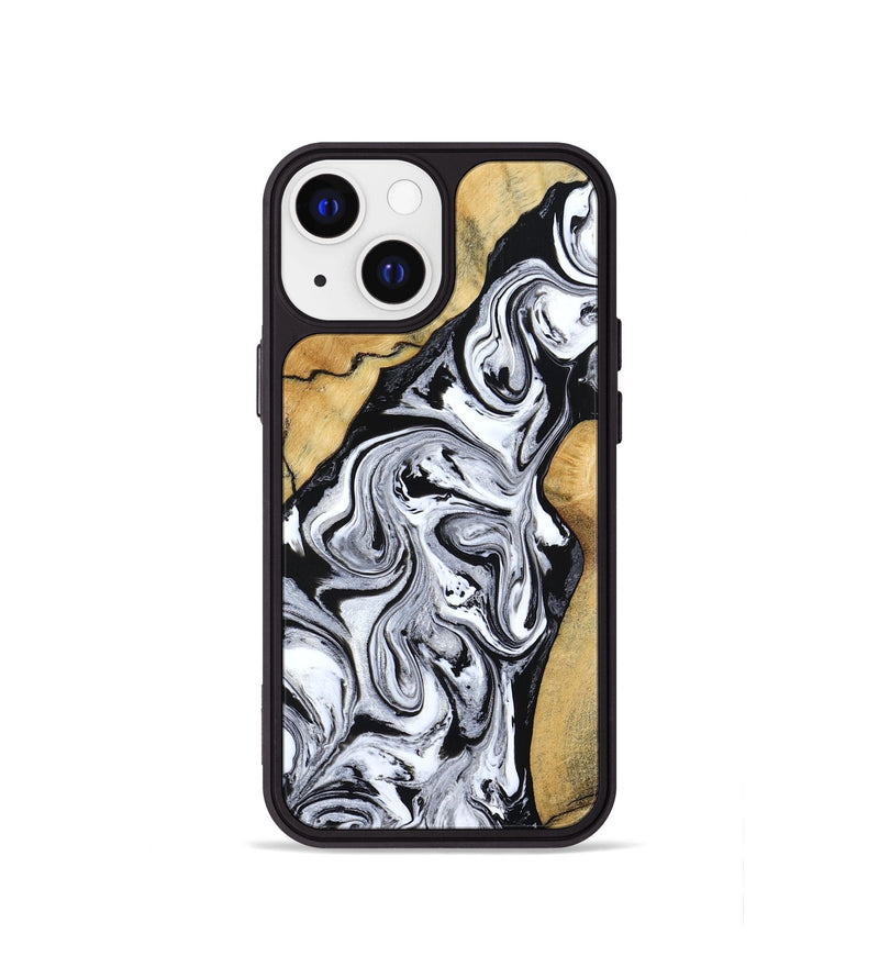 iPhone 13 mini Wood Phone Case - Sydnie (Black & White, 801004)