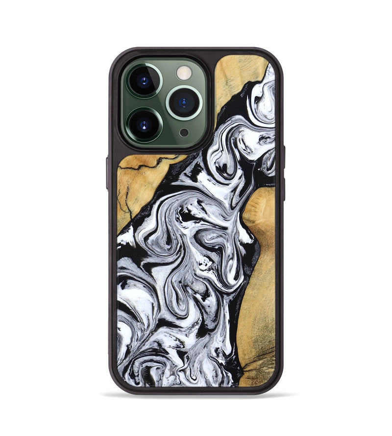 iPhone 13 Pro Wood Phone Case - Sydnie (Black & White, 801004)