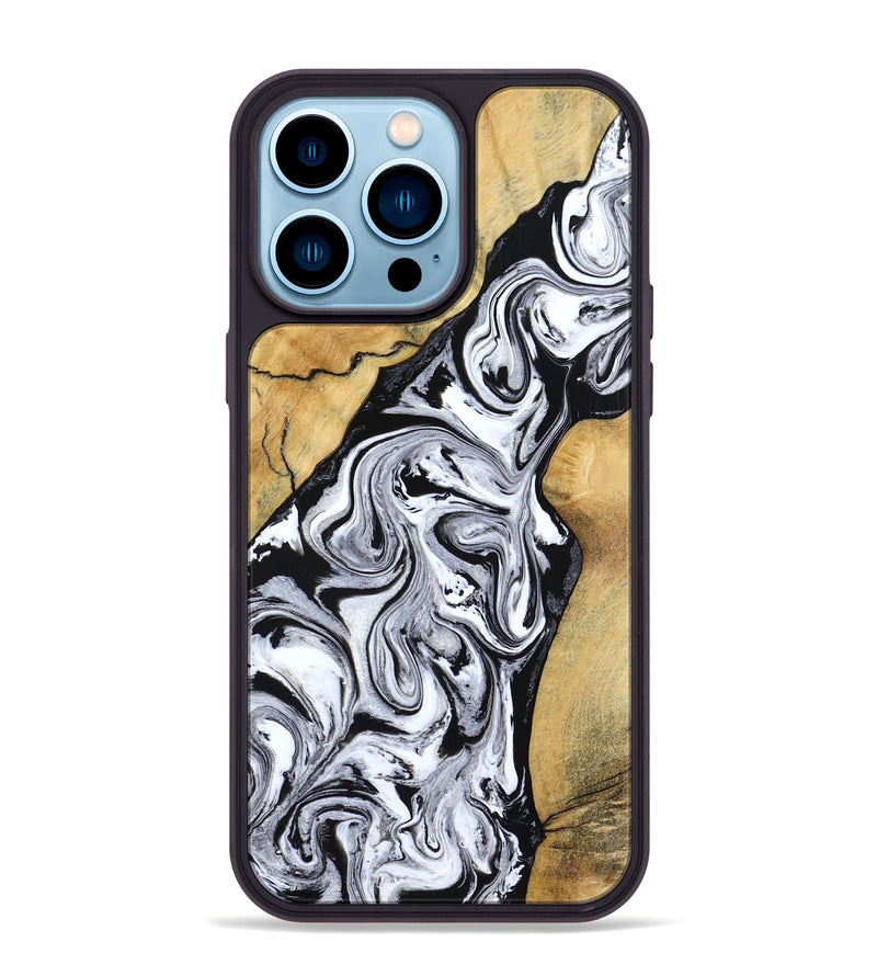 iPhone 14 Pro Max Wood Phone Case - Sydnie (Black & White, 801004)