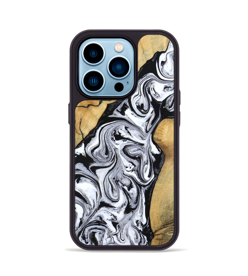 iPhone 14 Pro Wood Phone Case - Sydnie (Black & White, 801004)