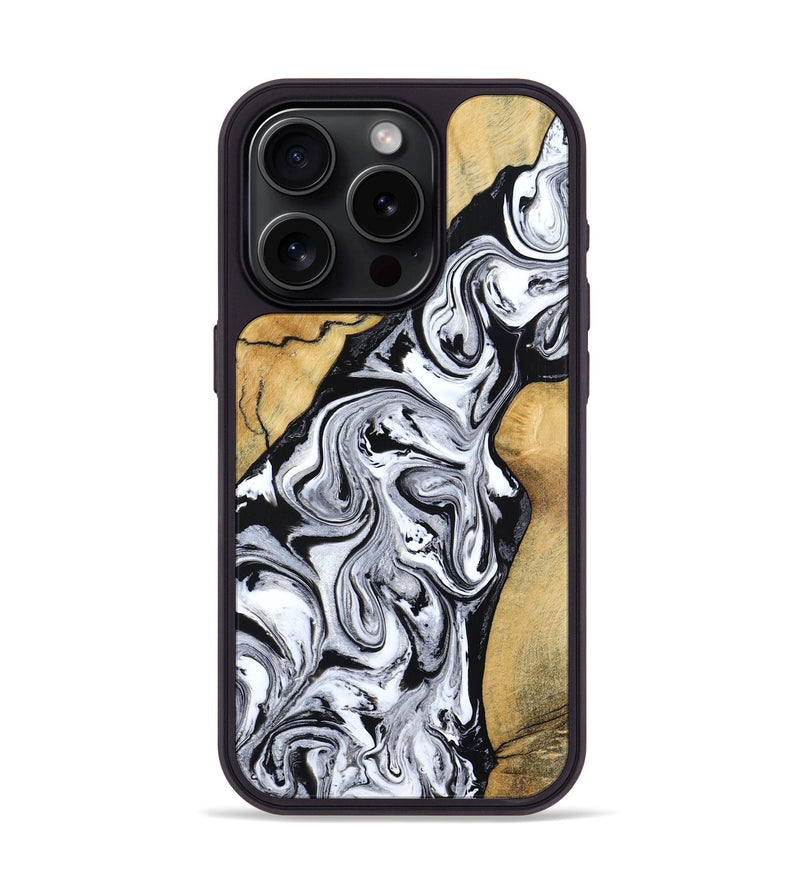 iPhone 15 Pro Wood Phone Case - Sydnie (Black & White, 801004)