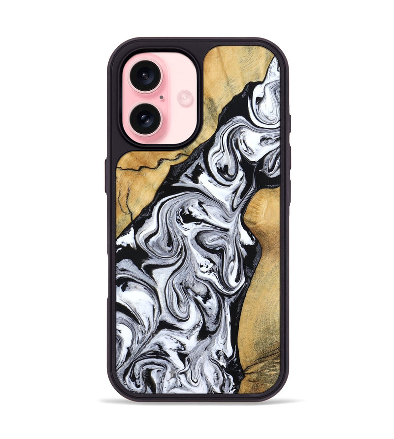 iPhone 16 Wood Phone Case - Sydnie (Black & White, 801004)