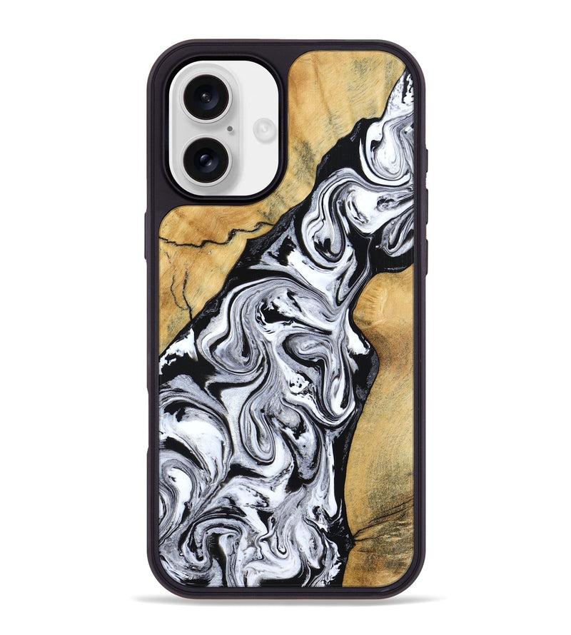 iPhone 16 Plus Wood Phone Case - Sydnie (Black & White, 801004)