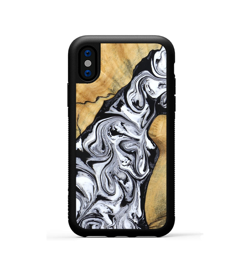 iPhone Xs Wood Phone Case - Sydnie (Black & White, 801004)