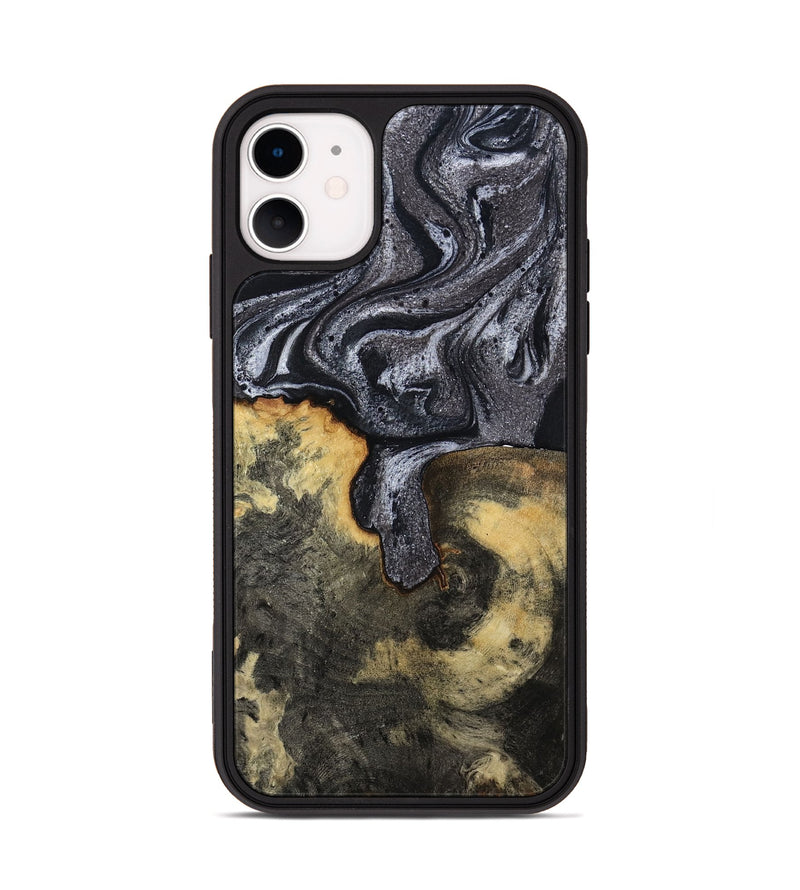 iPhone 11 Wood Phone Case - Laquita (Black & White, 801005)