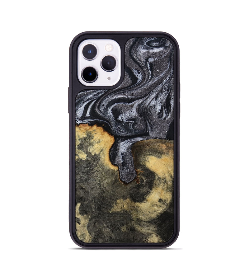 iPhone 11 Pro Wood Phone Case - Laquita (Black & White, 801005)