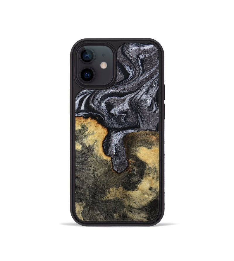 iPhone 12 mini Wood Phone Case - Laquita (Black & White, 801005)