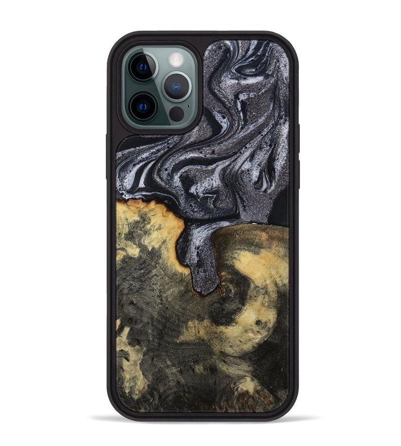 iPhone 12 Pro Max Wood Phone Case - Laquita (Black & White, 801005)