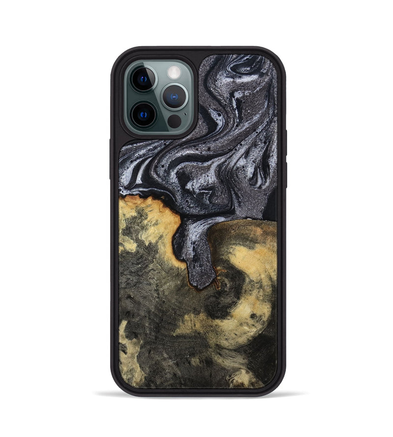 iPhone 12 Pro Wood Phone Case - Laquita (Black & White, 801005)