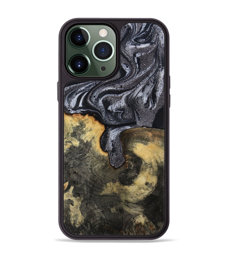 iPhone 13 Pro Max Wood Phone Case - Laquita (Black & White, 801005)