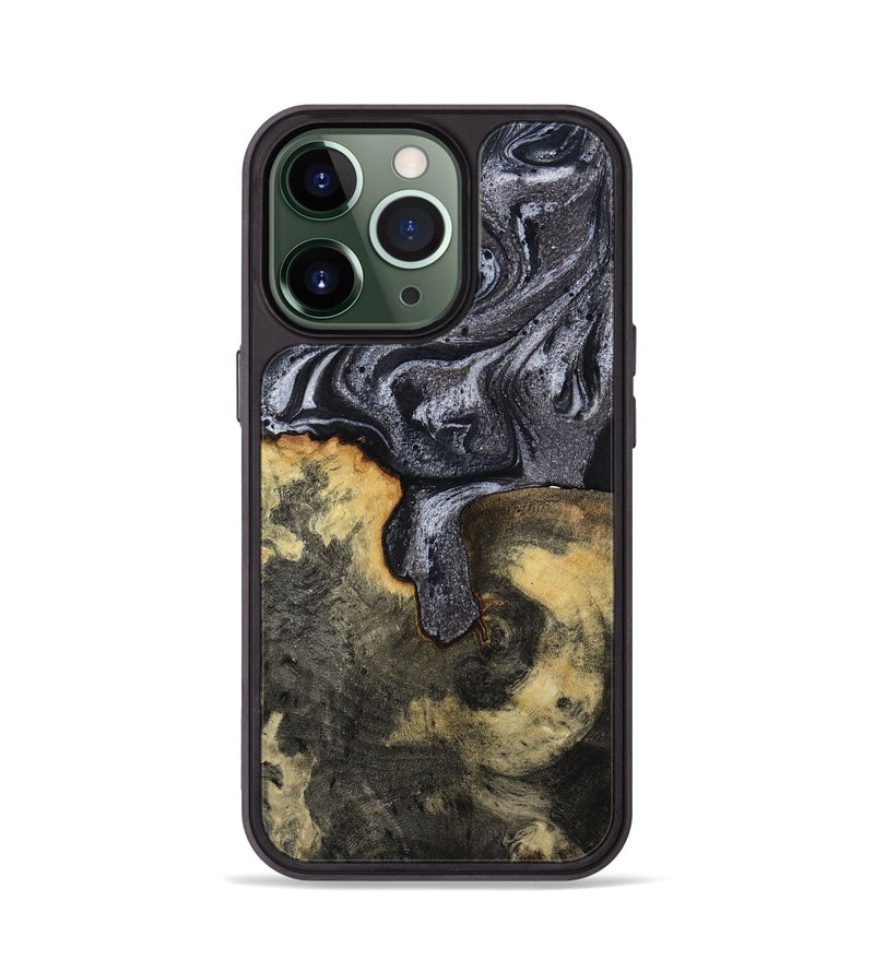 iPhone 13 Pro Wood Phone Case - Laquita (Black & White, 801005)