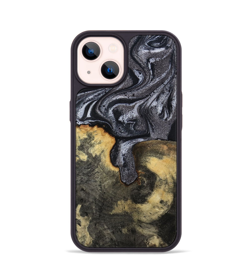 iPhone 14 Wood Phone Case - Laquita (Black & White, 801005)