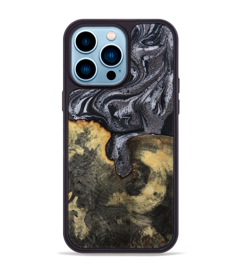 iPhone 14 Pro Max Wood Phone Case - Laquita (Black & White, 801005)