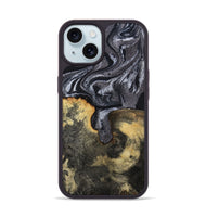 iPhone 15 Wood Phone Case - Laquita (Black & White, 801005)