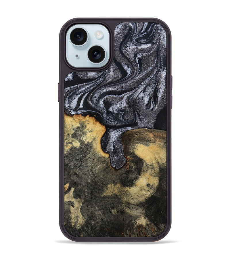 iPhone 15 Plus Wood Phone Case - Laquita (Black & White, 801005)