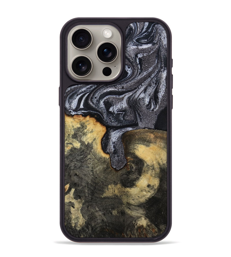 iPhone 15 Pro Max Wood Phone Case - Laquita (Black & White, 801005)