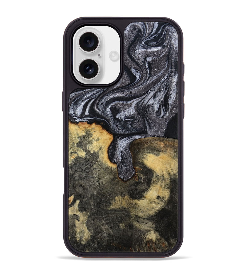 iPhone 16 Plus Wood Phone Case - Laquita (Black & White, 801005)