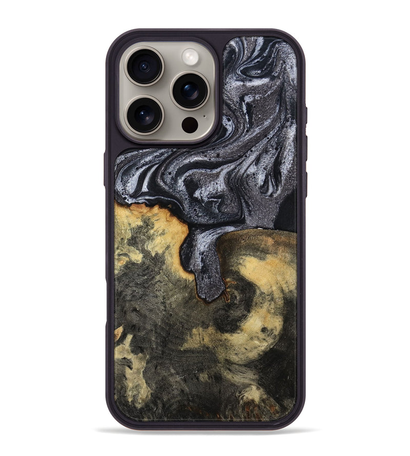 iPhone 16 Pro Max Wood Phone Case - Laquita (Black & White, 801005)