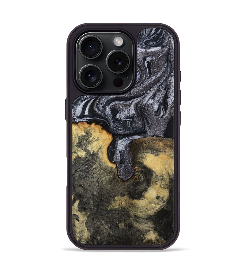 iPhone 16 Pro Wood Phone Case - Laquita (Black & White, 801005)